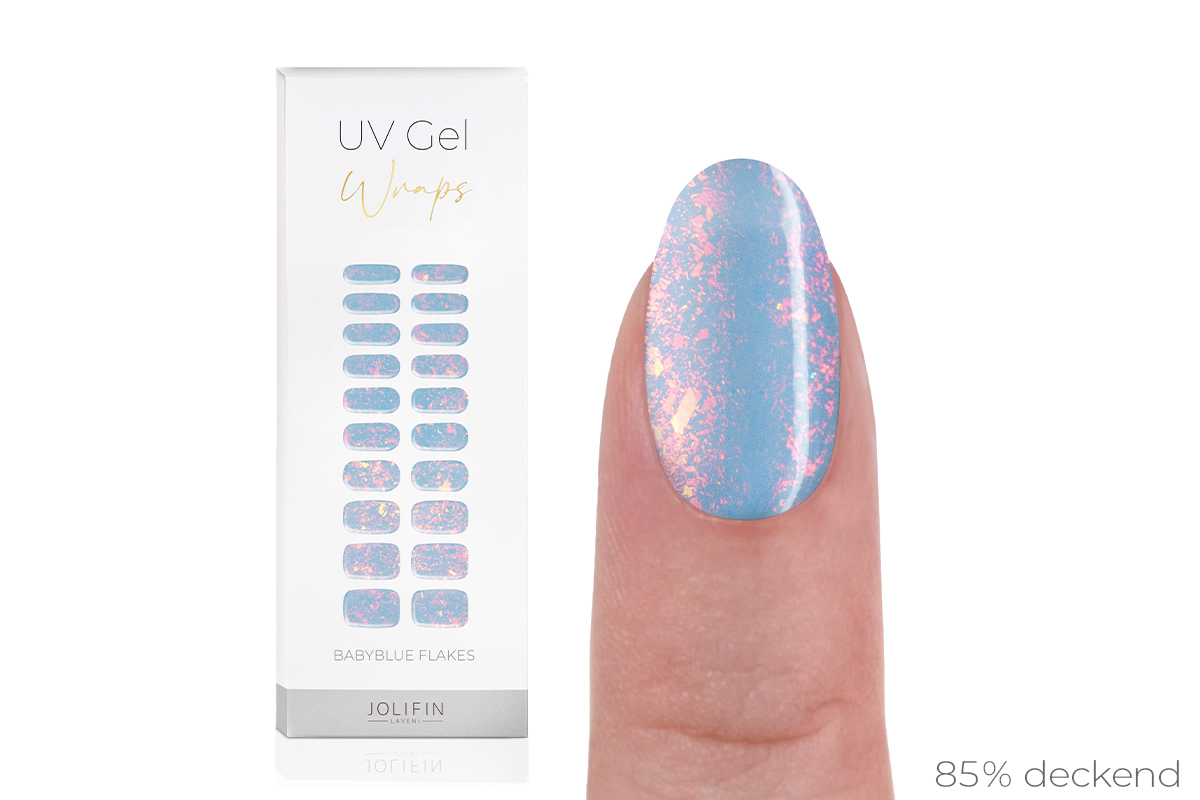 Jolifin LAVENI UV Gel Wraps - babyblue Flakes