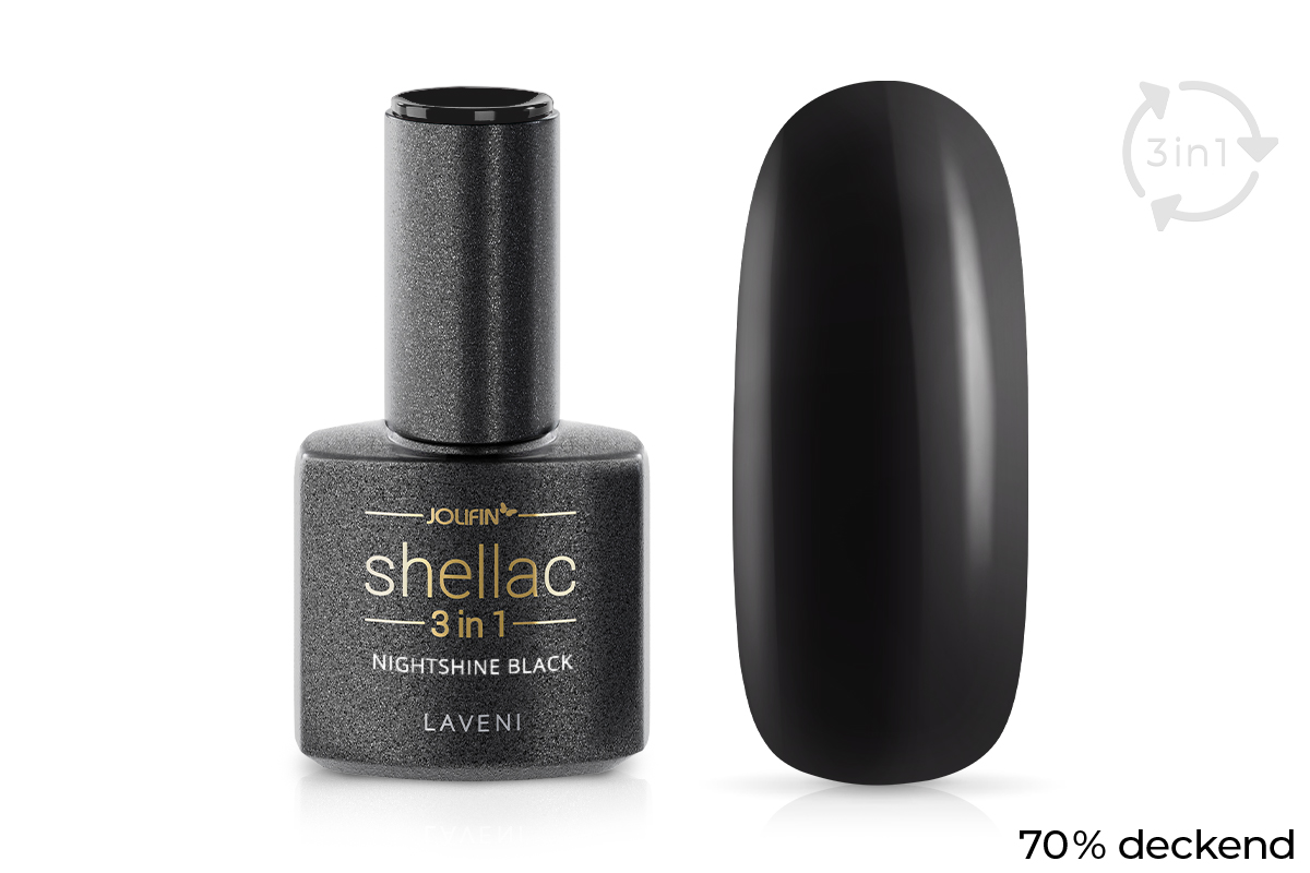 Jolifin LAVENI 3in1 Shellac - nightshine black 10ml