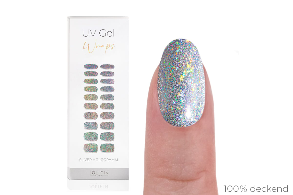 Jolifin LAVENI UV Gel Wraps - silver hologram