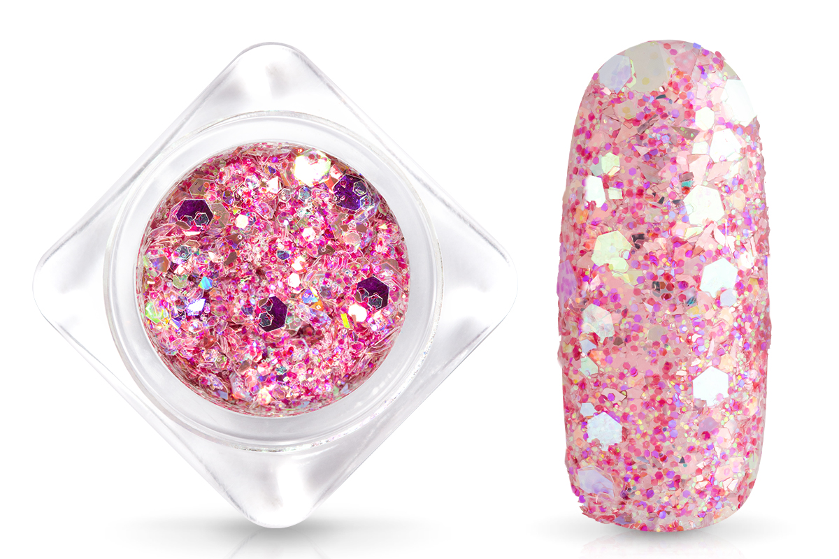 Jolifin Hexagon Glittermix - hologram strawberry