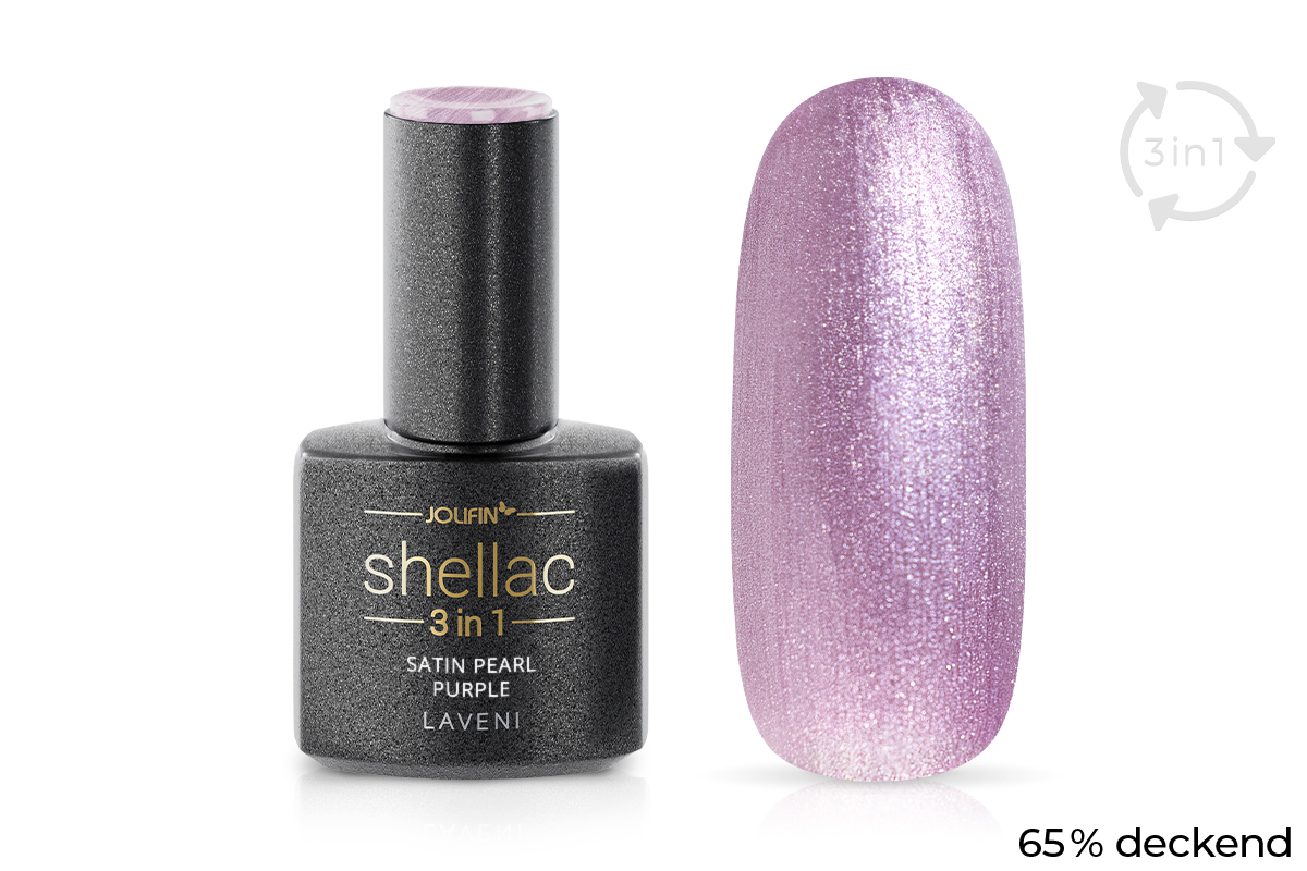 Jolifin LAVENI 3in1 Shellac - satin pearl purple 10ml