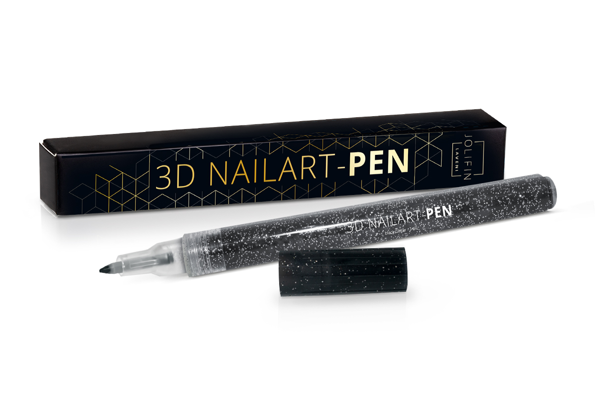 Jolifin LAVENI 3D Nail Art Pen - black Glitter