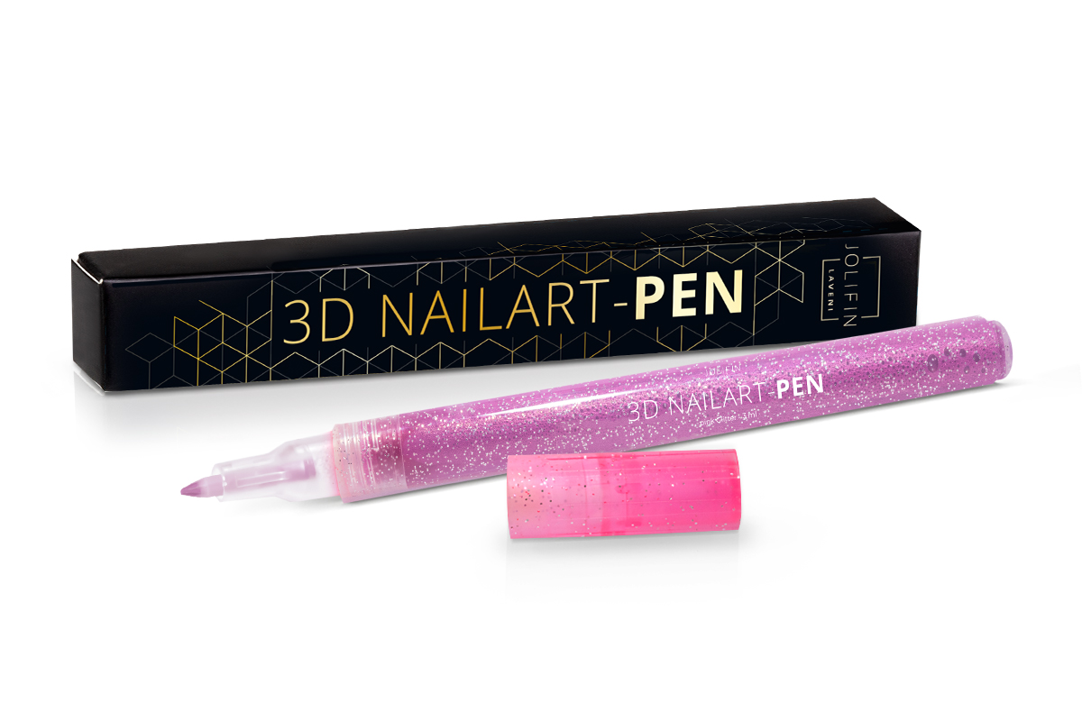 Jolifin LAVENI 3D Nailart-Pen - pink Glitter