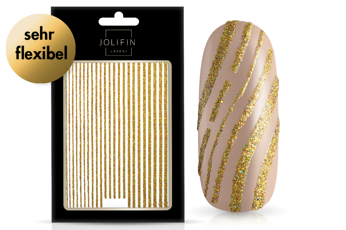 Jolifn LAVENI XL Sticker - Glitter Stripes gold hologram