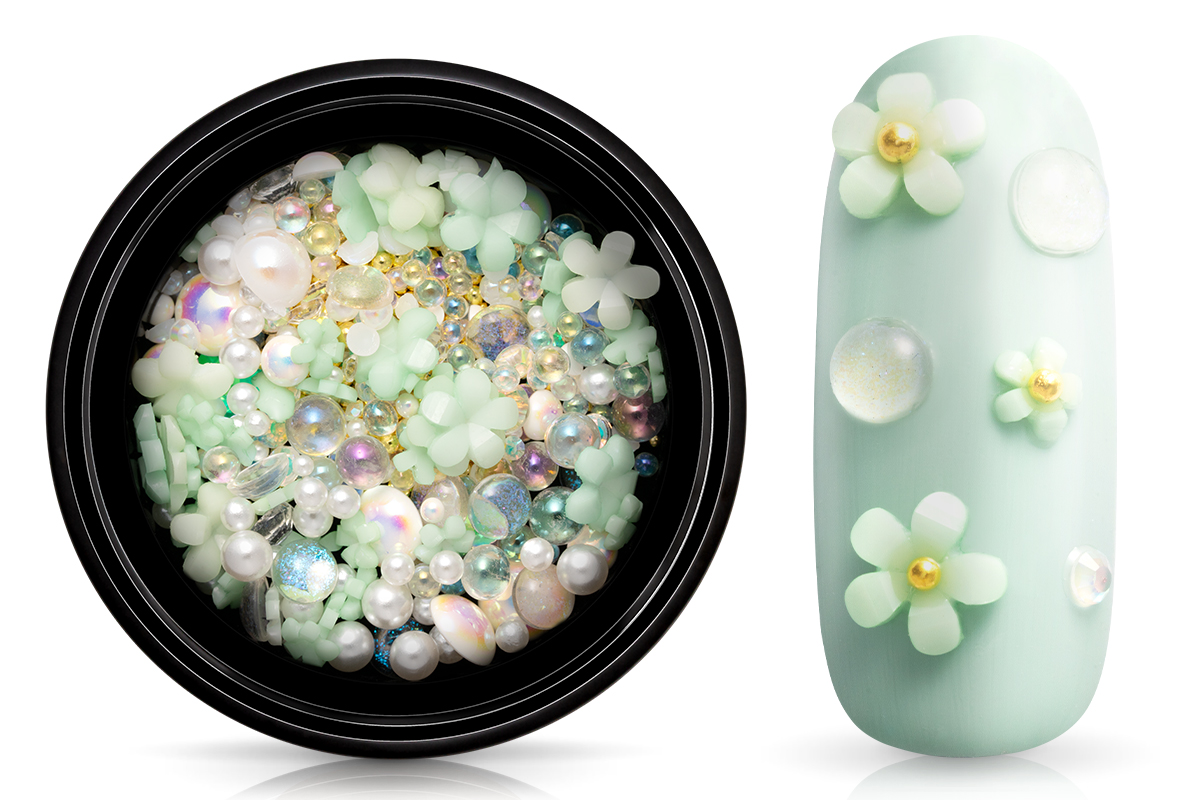 Jolifin Overlay & Beads Mix - mint flowers