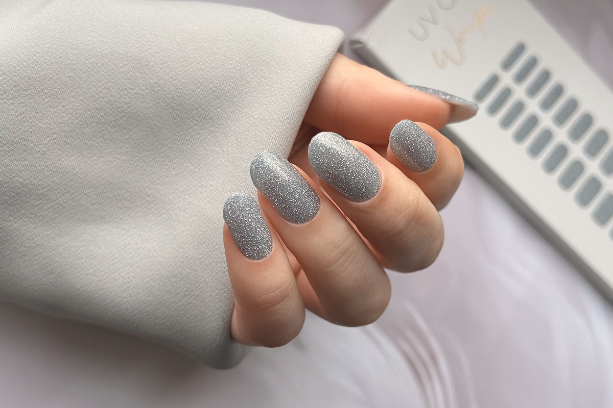 Jolifin LAVENI UV Gel Wraps - silver Glitter