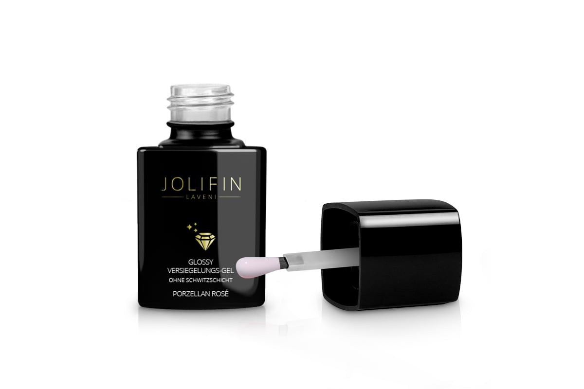 Jolifin LAVENI Glossy Sealing Gel without sweat layer - porcelain rosé 11ml