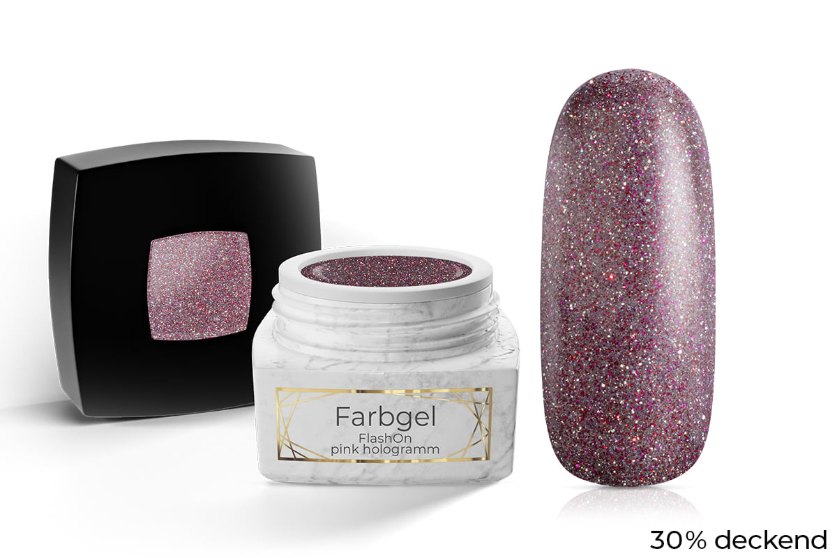 Jolifin LAVENI PRO Farbgel - FlashOn pink hologramm 5ml