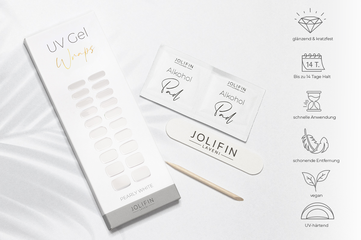 Jolifin LAVENI UV Gel Wraps - pearly white