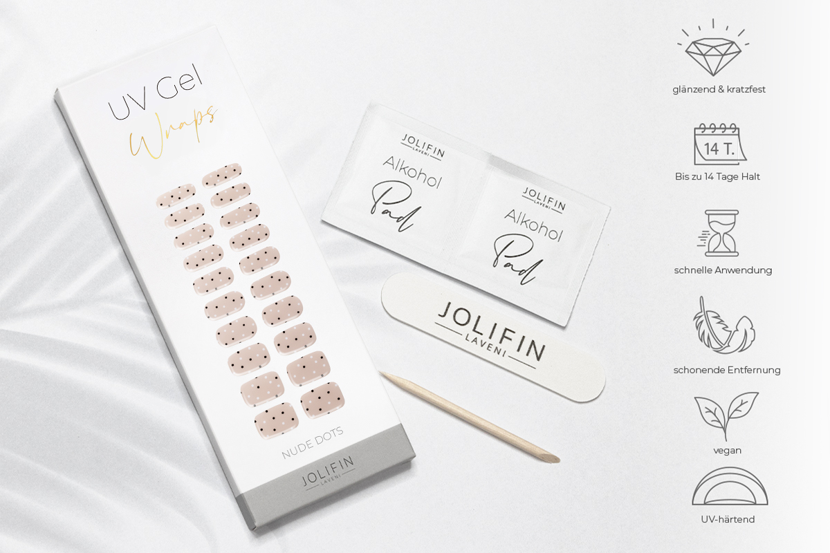 Jolifin LAVENI UV Gel-Wraps - nude dots