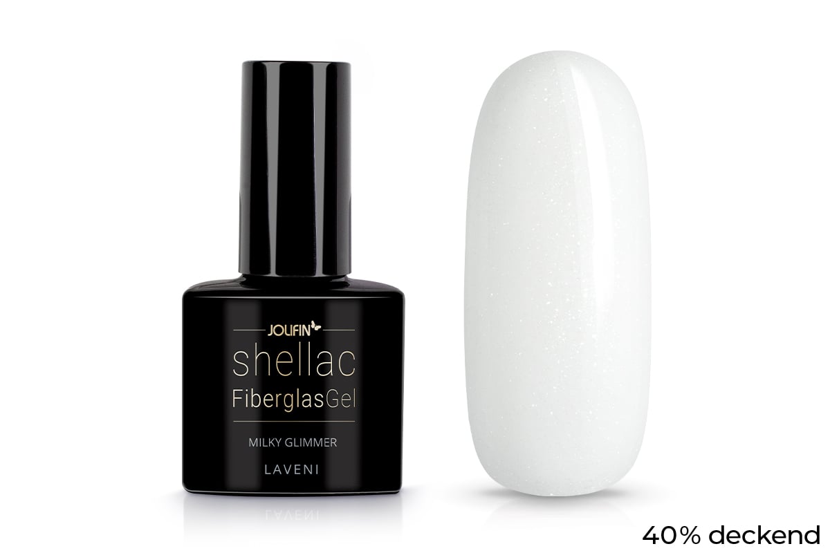 Jolifin LAVENI Shellac FiberglasGel - milky Glimmer 10ml