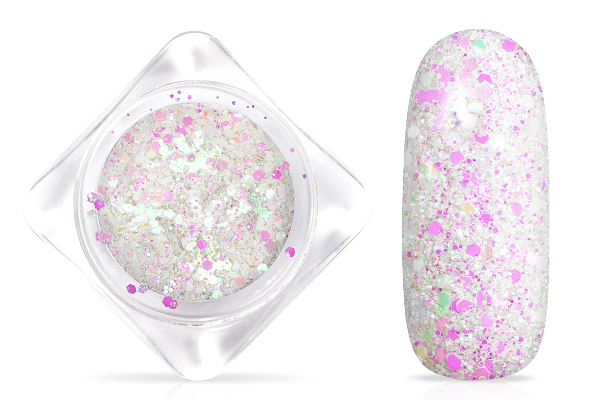 Jolifin Snowflake Glitter - white aurora