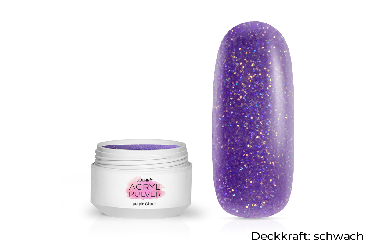 Jolifin acrylic colour powder - purple glitter 5g