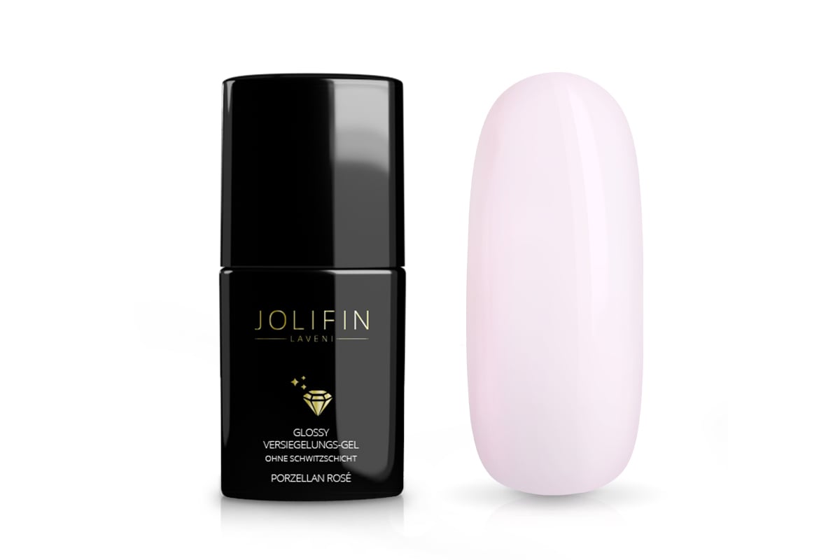 Jolifin LAVENI Glossy Sealing Gel without sweat layer - porcelain rosé 11ml