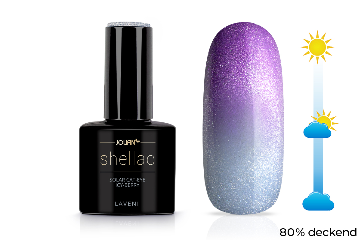 Jolifin LAVENI Shellac - Solar Cat-Eye icy-berry 10ml