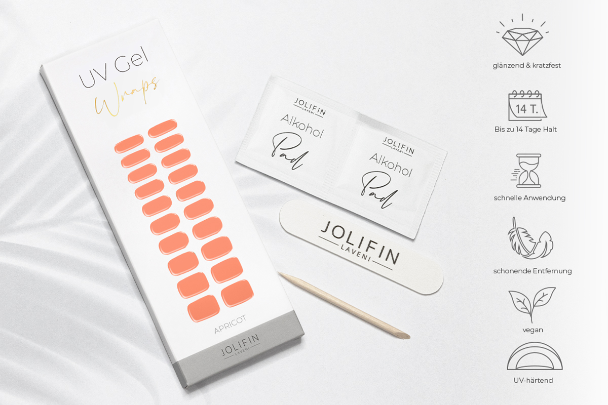 Jolifin LAVENI UV Gel Wraps - apricot