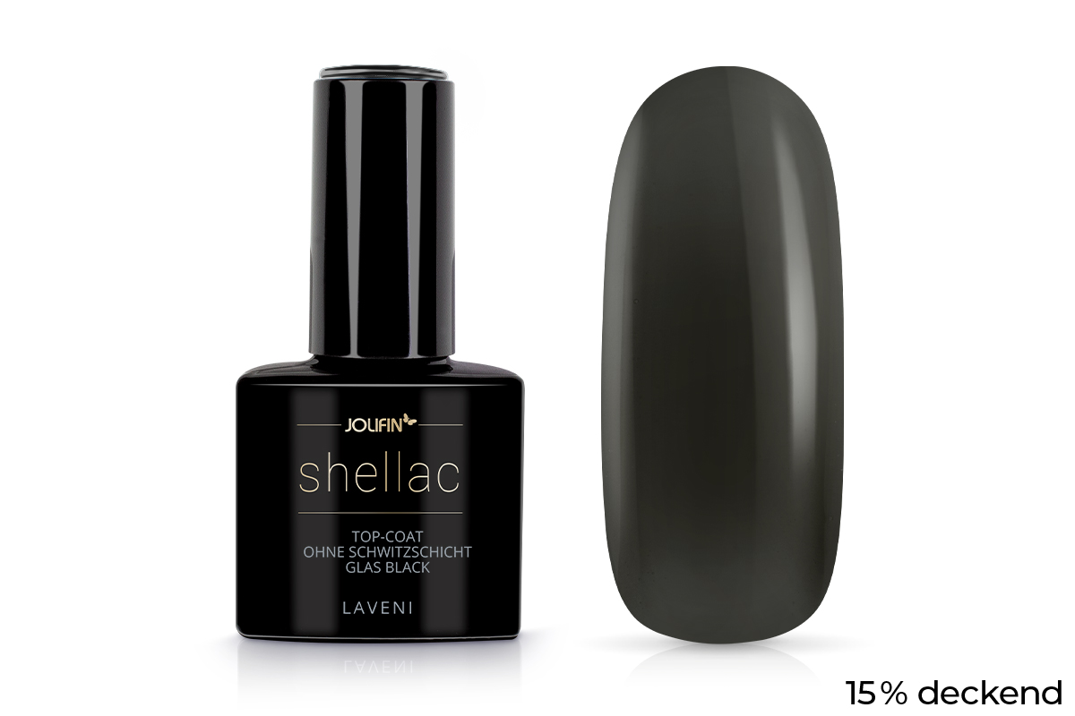 Jolifin LAVENI Shellac - Top-Coat without sweat layer glass black 10ml