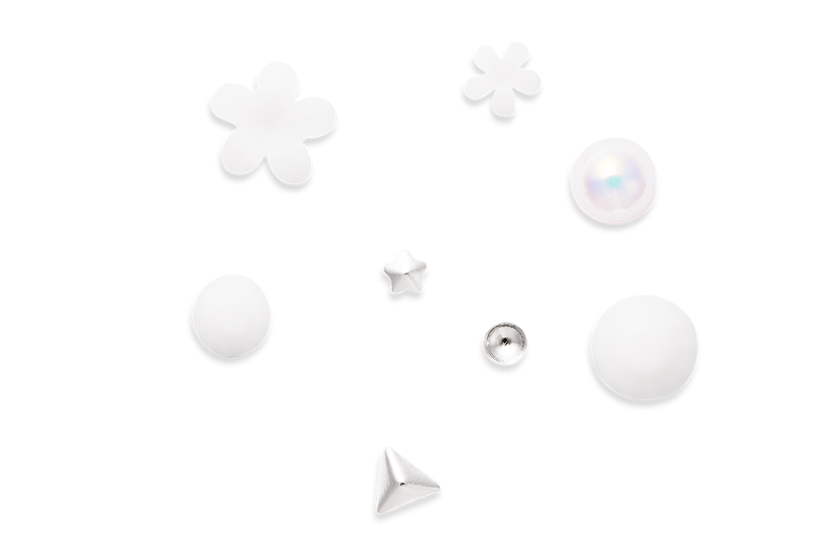 Jolifin Overlay & Perlen Mix - weiße Blumen
