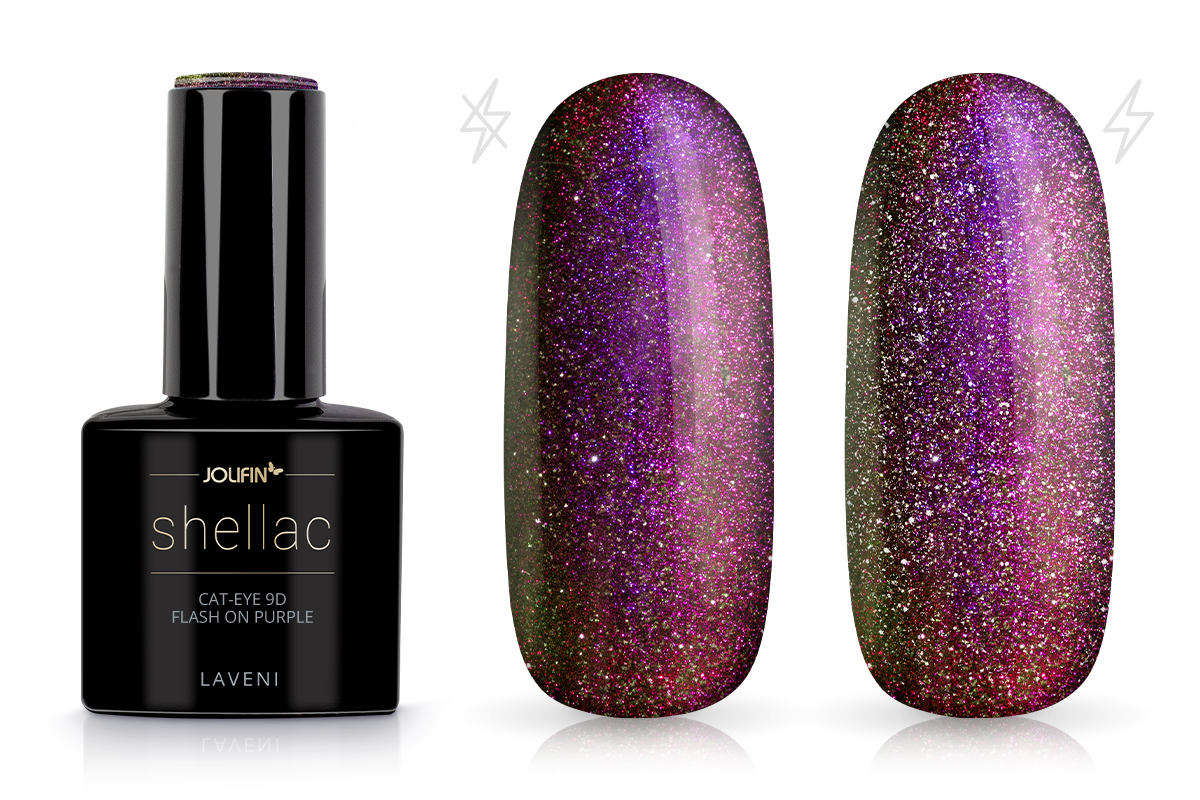 Jolifin LAVENI Shellac - Cat-Eye 9D FlashOn purple 10ml