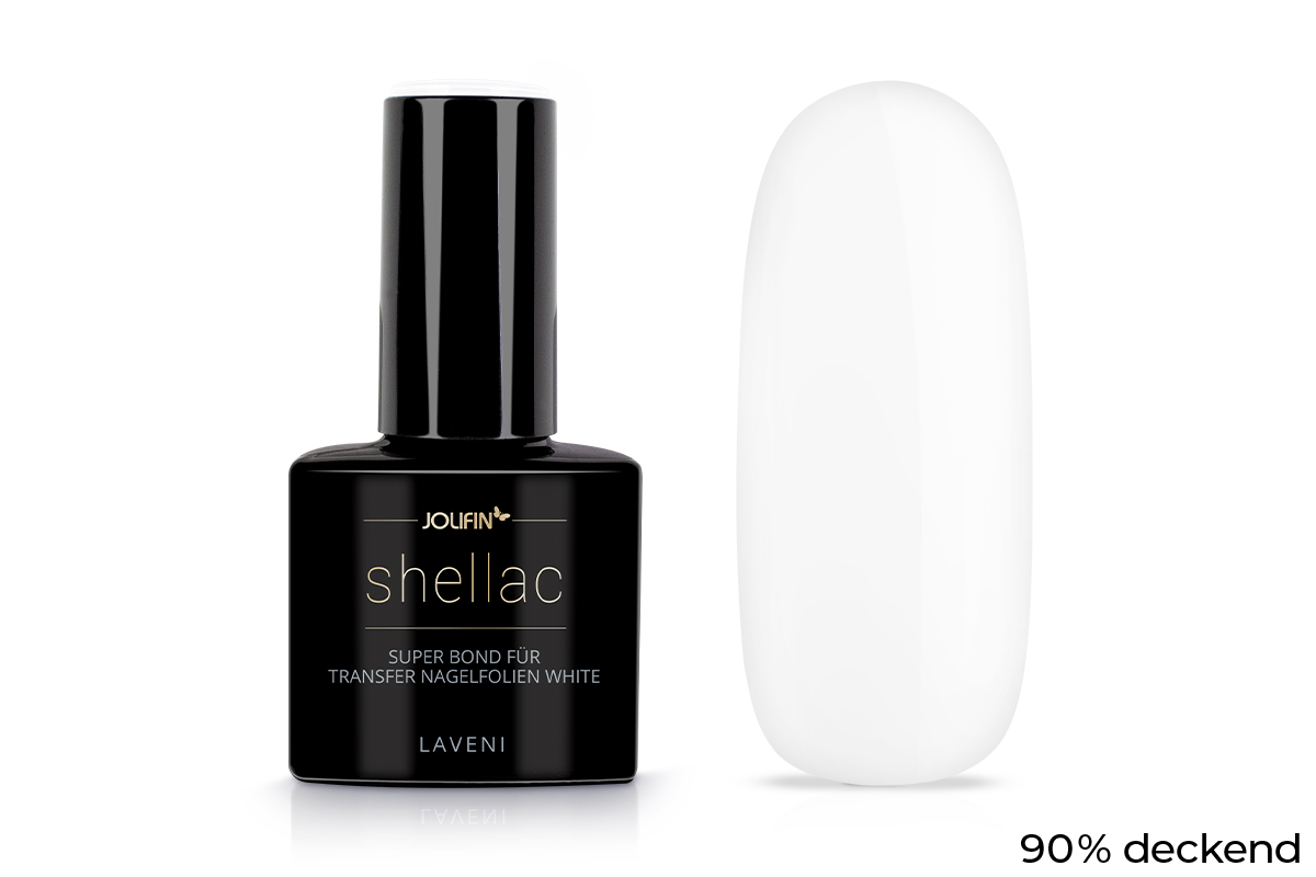 Jolifin LAVENI Shellac - super bond für Transfer Nagelfolien white 10ml