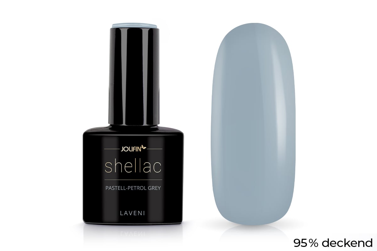 Jolifin LAVENI Shellac - pastel-petrol grey 10ml