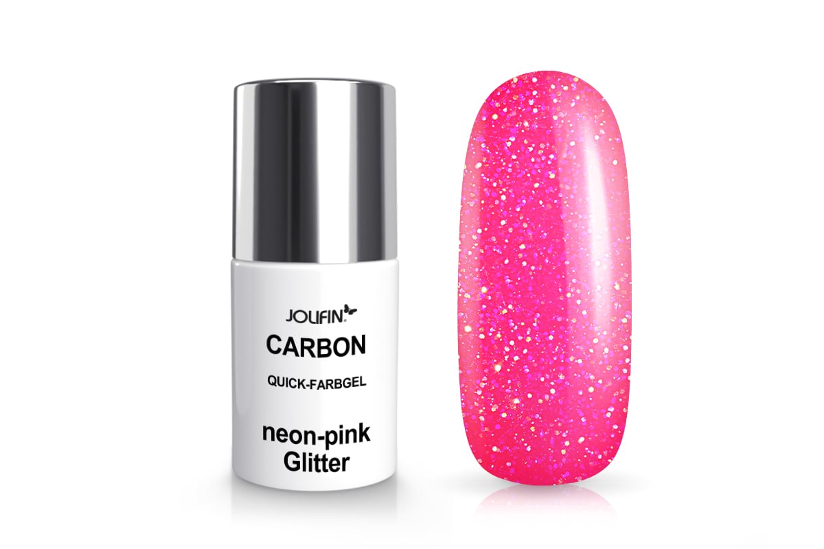 Jolifin Carbon Quick-Farbgel - neon-pink Glitter 11ml