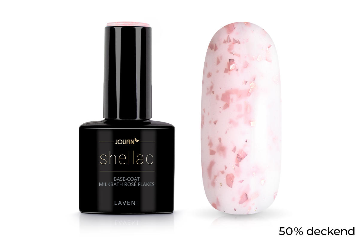 Jolifin LAVENI Shellac - Base-Coat milkbath rosé Flakes 10ml