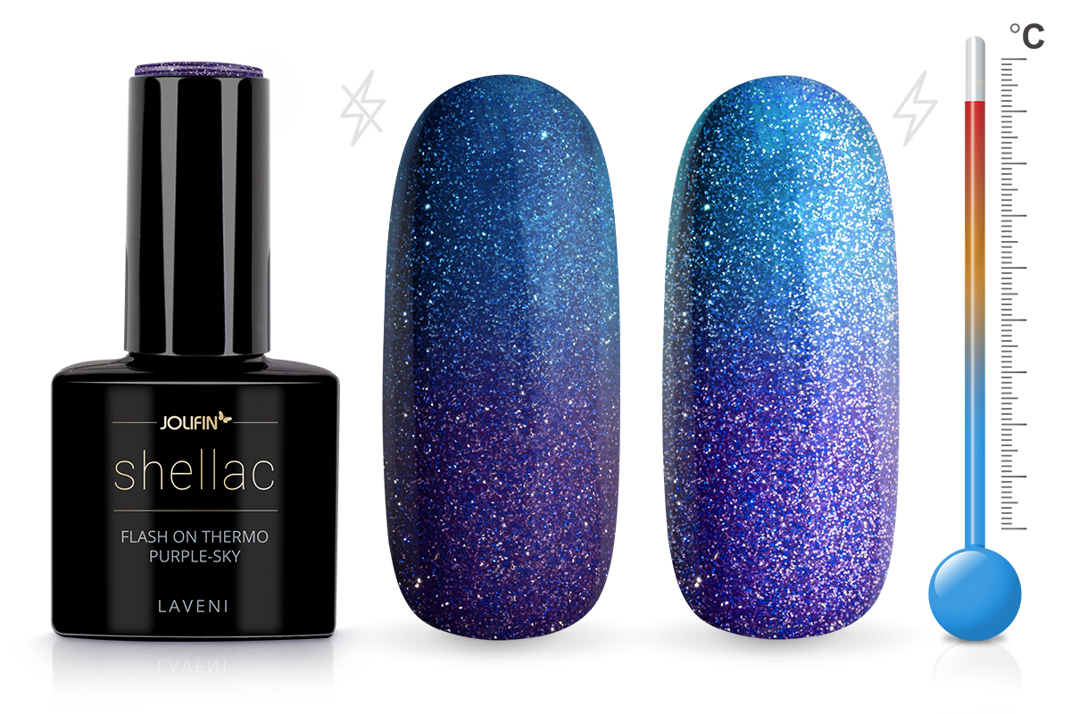 Jolifin LAVENI Shellac - FlashOn Thermo purple-sky 10ml