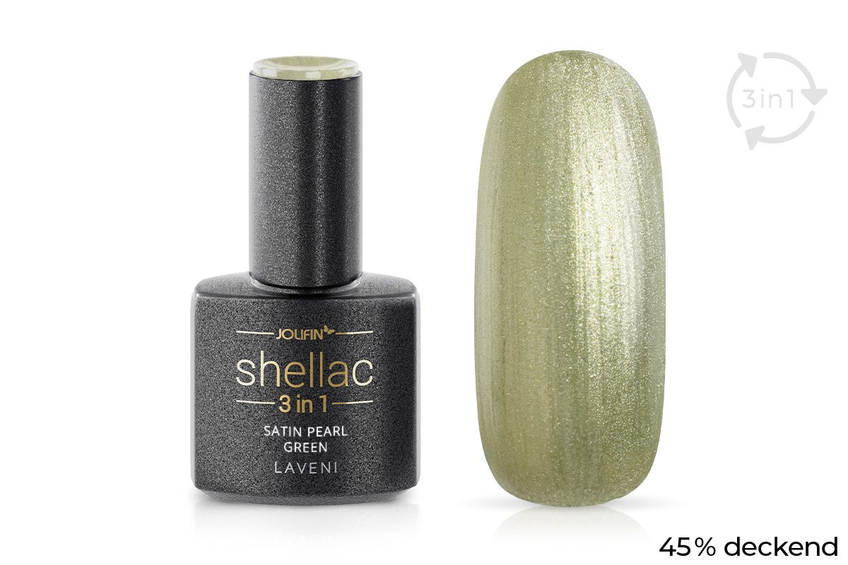 Jolifin LAVENI 3in1 Shellac - satin pearl green 10ml