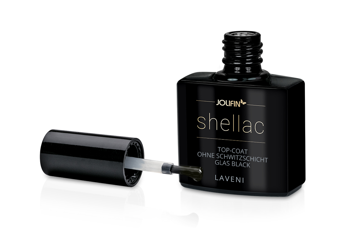 Jolifin LAVENI Shellac - Top-Coat without sweat layer glass black 10ml