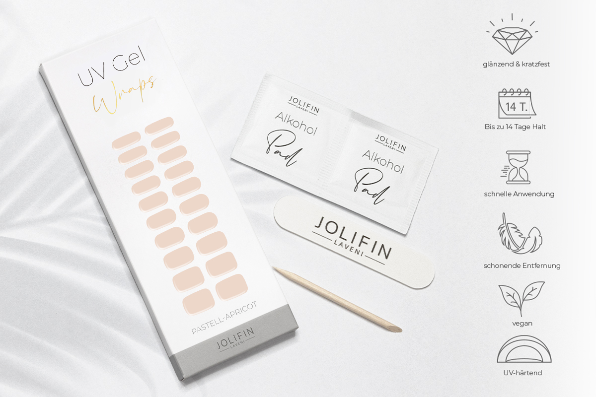 Jolifin LAVENI UV Gel Wraps - pastel-apricot