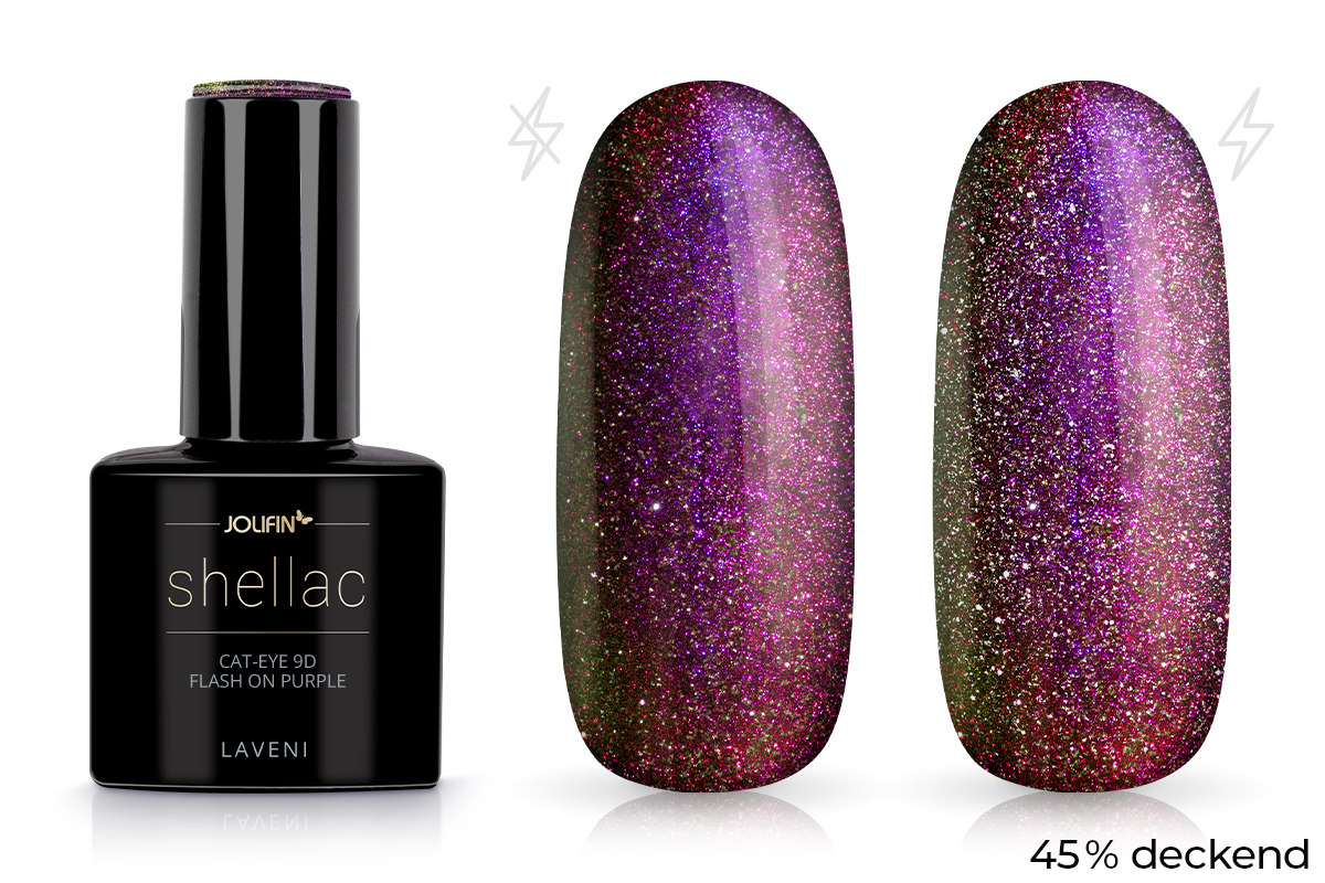 Jolifin LAVENI Shellac - Cat-Eye 9D FlashOn purple 10ml