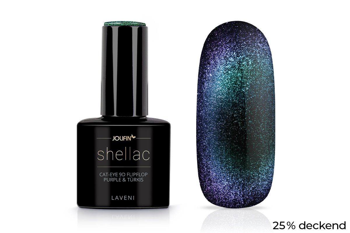 Jolifin LAVENI Shellac - Cat-Eye 9D FlipFlop purple & turquoise 10ml