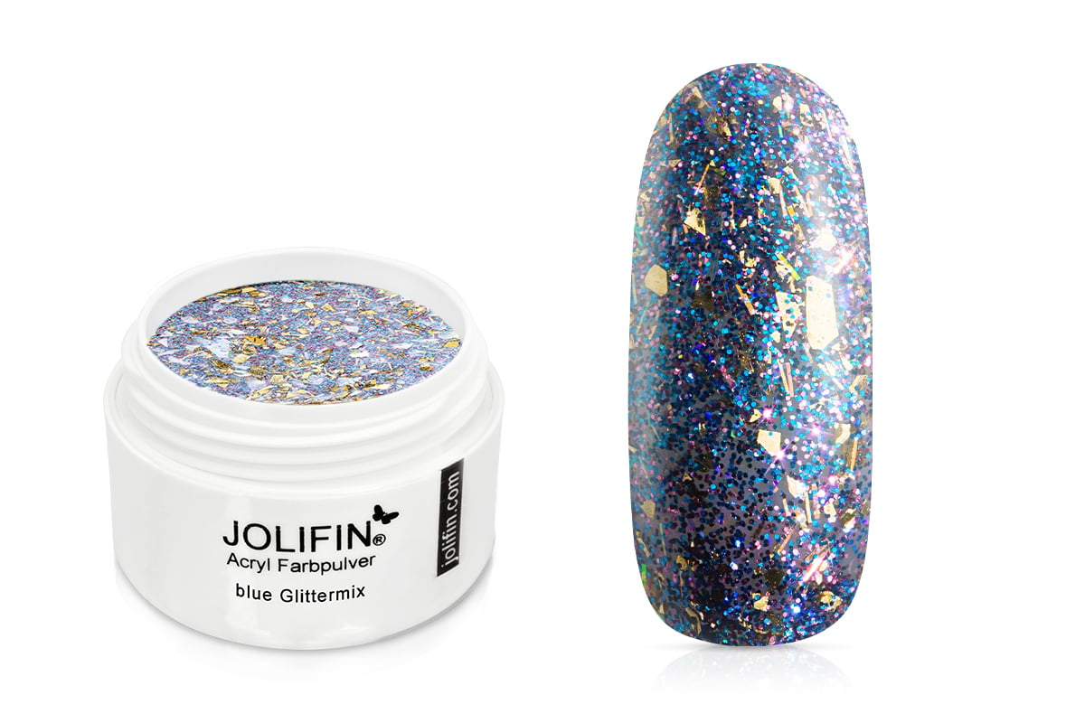 Jolifin Acryl Farbpulver - Blue Glittermix 5g