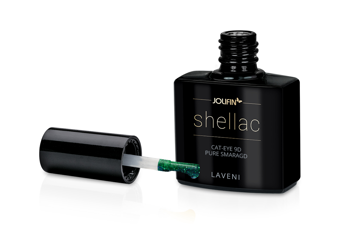 Jolifin LAVENI Shellac - Cat-Eye 9D pure emerald 10ml