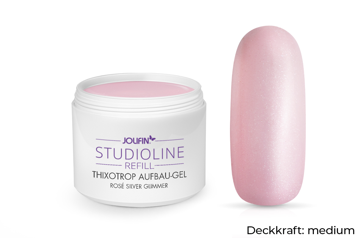 Jolifin Studioline Refill - Thixotrop Aufbau-Gel rosé silver Glimmer 250ml