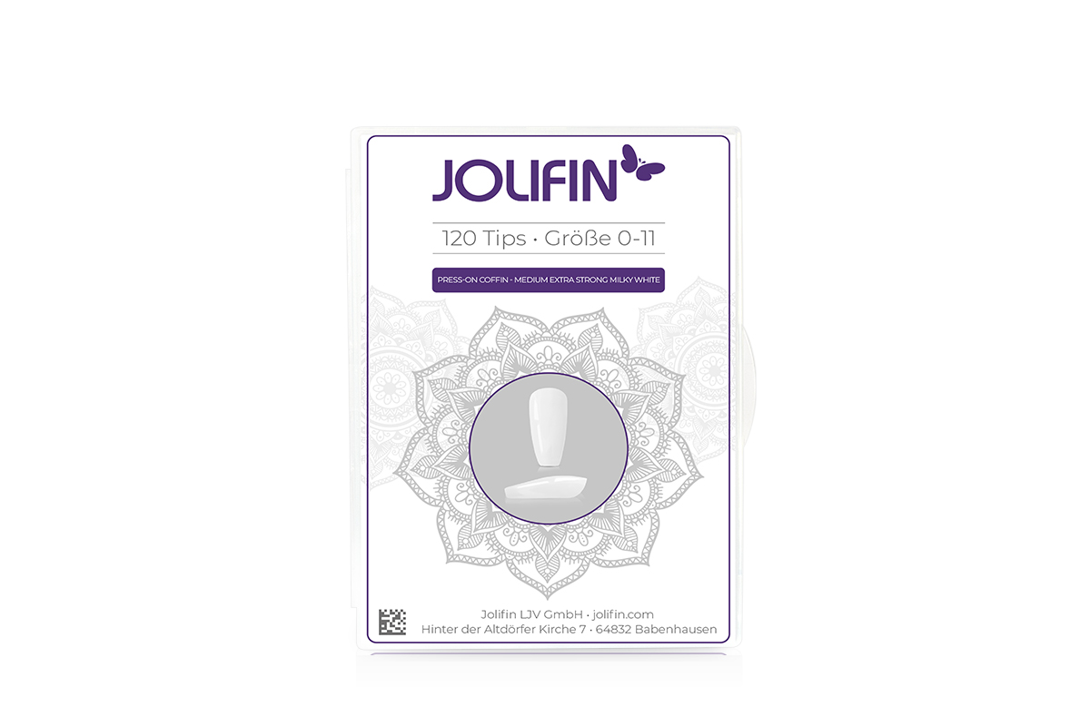 Jolifin 120 Tipbox Press-On Coffin - medium extra strong milky white