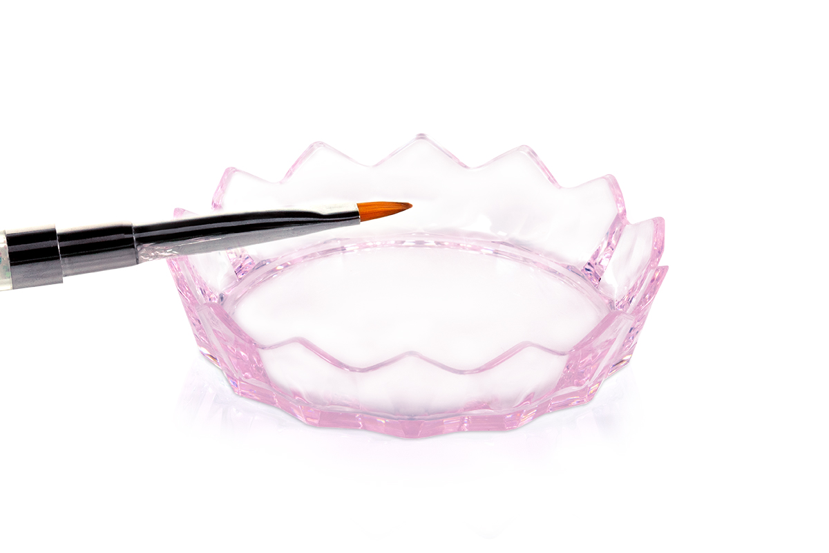 Jolifin brush holder with drip tray - clear pink