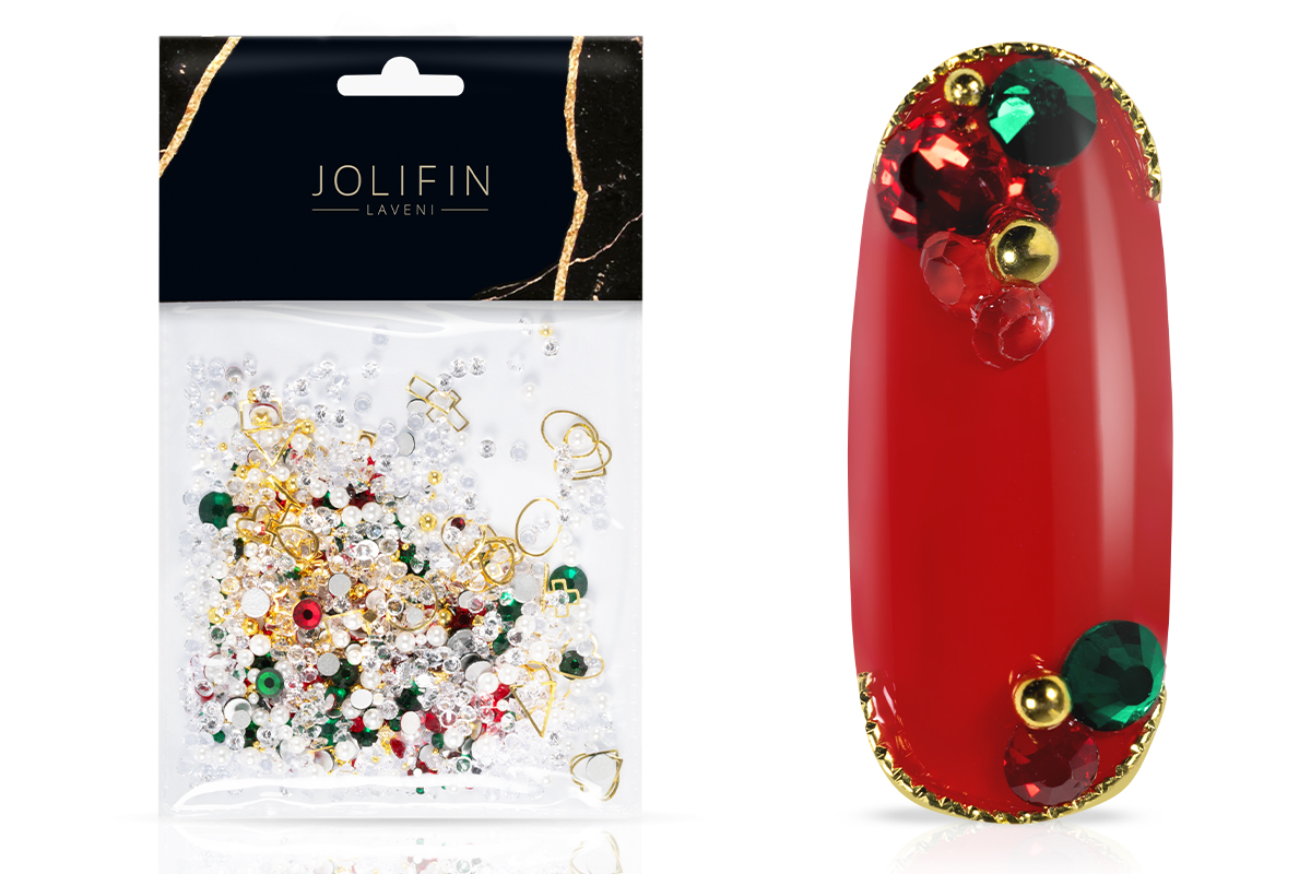 Jolifin LAVENI Strasssteine Mix - Christmas Colors