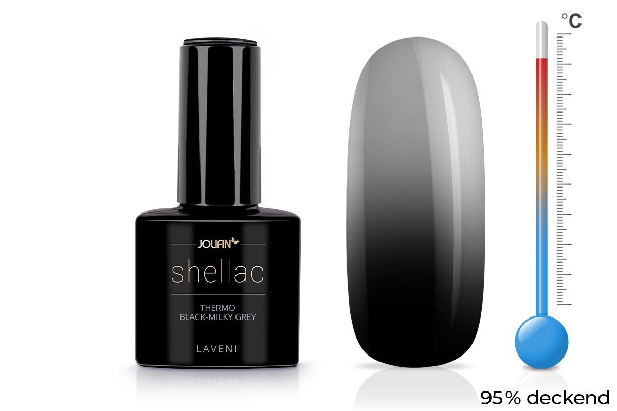 Jolifin LAVENI Shellac - Thermo black-milky grey 10ml