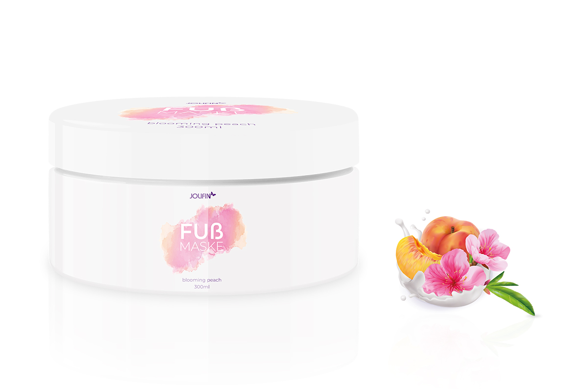 Jolifin Fußmaske - blooming peach 300ml