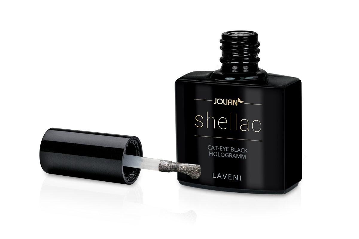 Jolifin LAVENI Shellac - Cat-Eye black Hologram 10ml 