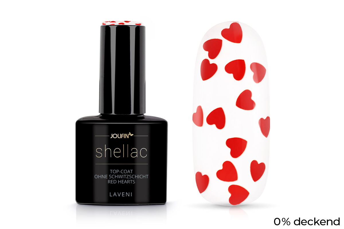 Jolifin LAVENI Shellac - Top-Coat ohne Schwitzschicht red hearts 10ml