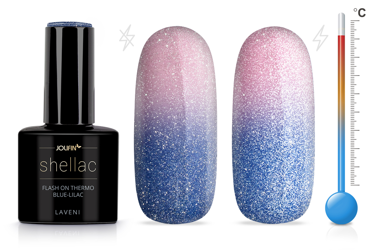 Jolifin LAVENI Shellac - FlashOn Thermo blue-lilac 10ml