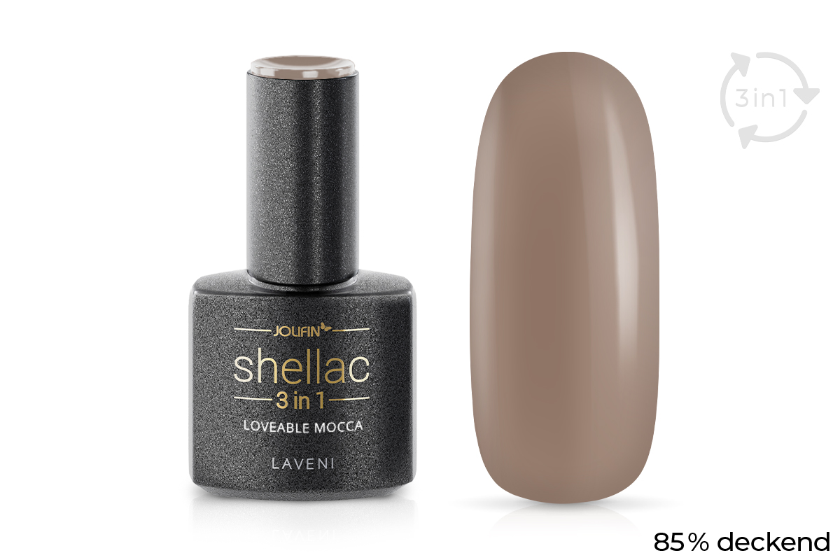 Jolifin LAVENI 3in1 Shellac - loveable mocca 10ml