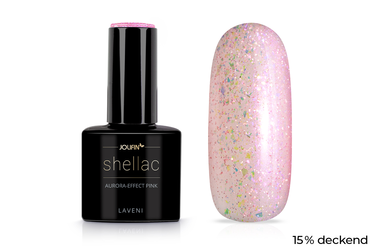 Jolifin LAVENI Shellac - aurora-effect pink 10ml