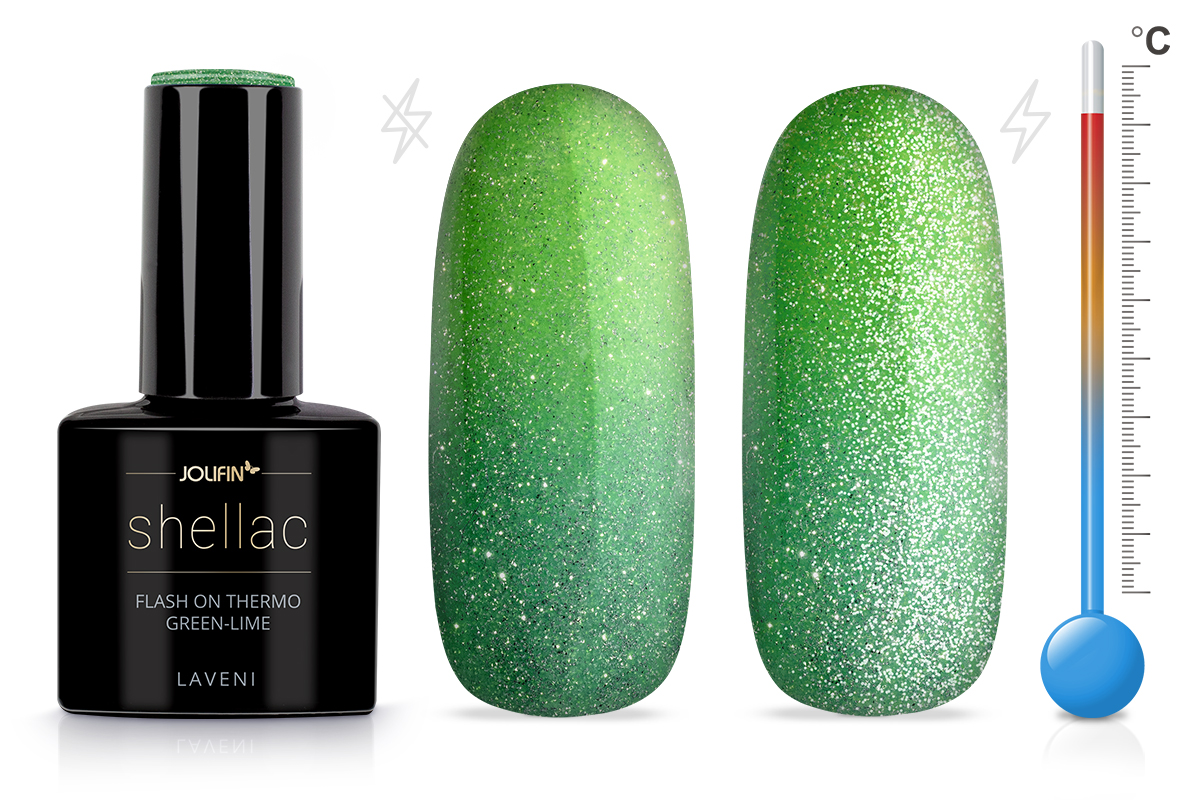 Jolifin LAVENI Shellac - FlashOn Thermo green-lime 10ml