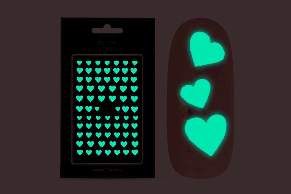 Jolifin LAVENI Nightshine Sticker - Hearts white