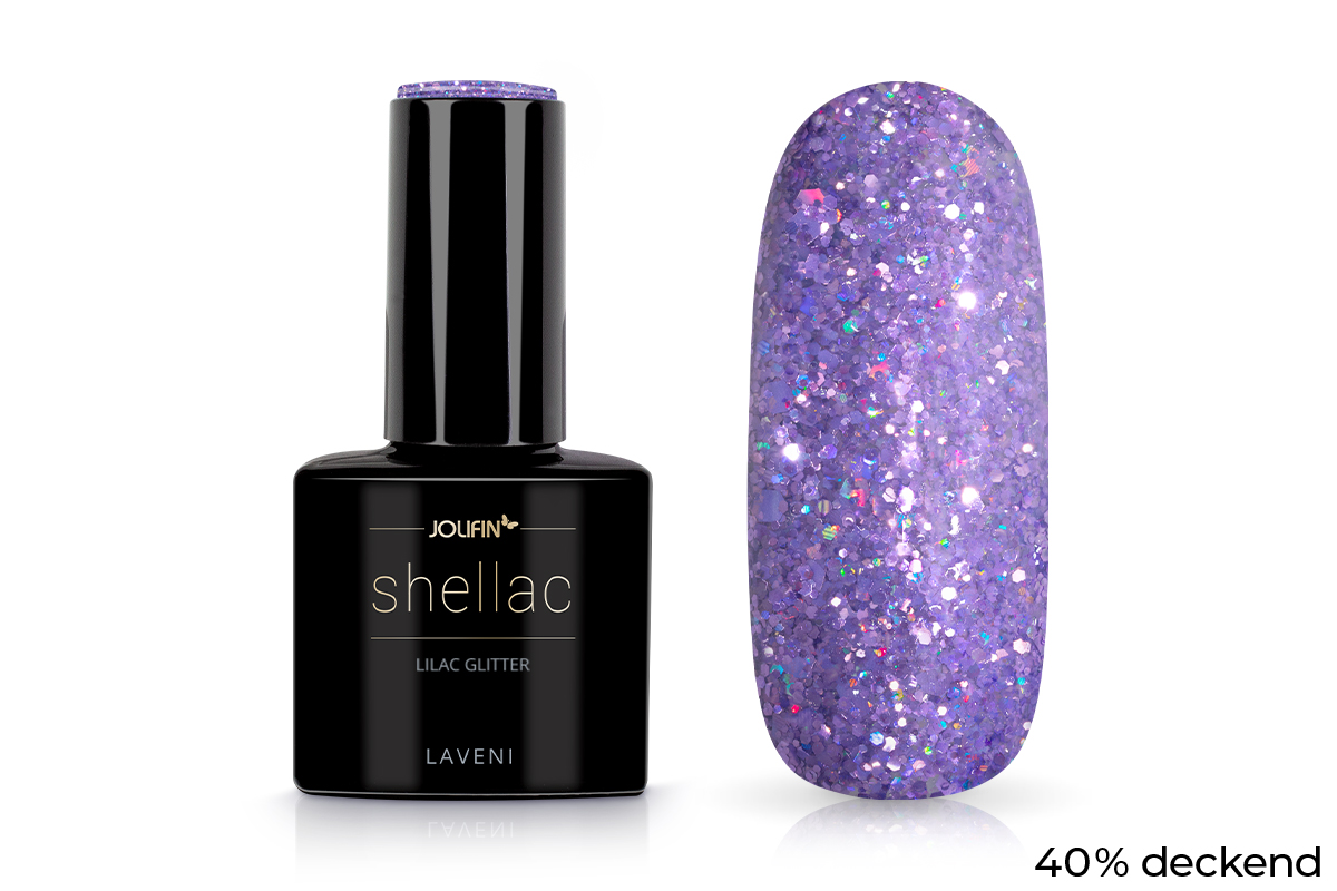 Jolifin LAVENI Shellac - lilac Glitter 10ml