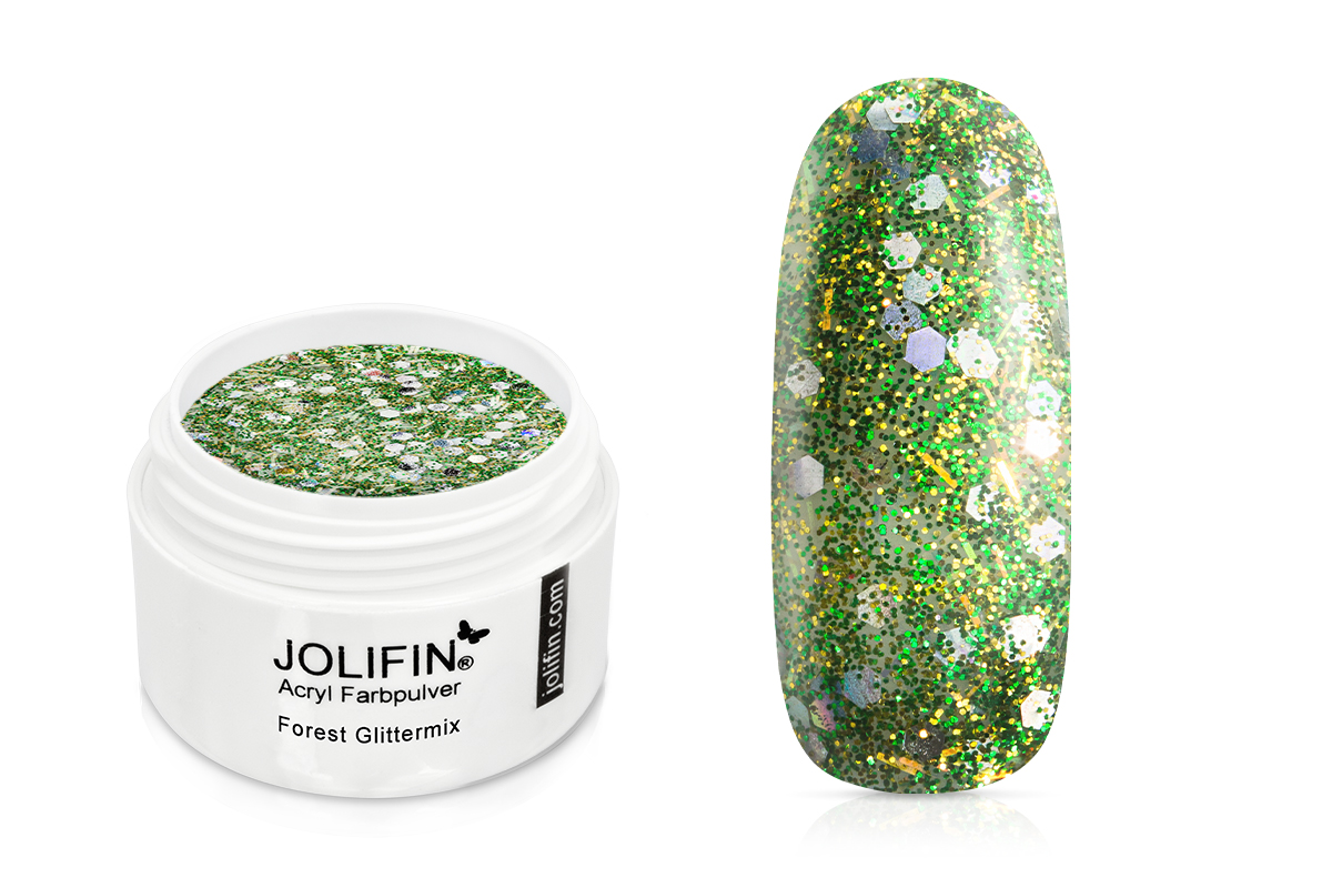 Jolifin Acryl Farbpulver - Forest Glittermix 5g